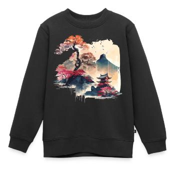 Japanische Kunst - Kinder Premium Organic Sweatshirt - Schwarz - Vorne - AI Model Kid Female (0cm)