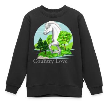 L’amour de la campagne - Sweat Premium enfant bio - noir - Devant - AI Model Kid Female (0cm)