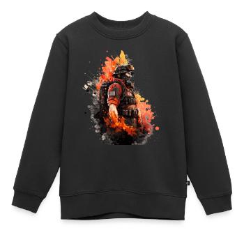Helden in Uniform: Feuerwehrmann - Kinder Premium Organic Sweatshirt - Schwarz - Vorne - AI Model Kid Female (0cm)