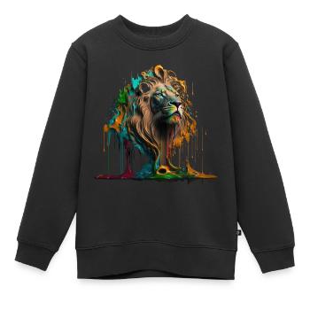 Rainbow Lion | Rainbow Lion | AI generated Art - Kids Premium Organic Sweatshirt - black - Front - AI Model Kid Female (0cm)
