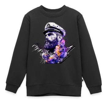 Aventure en haute mer, voilier - Sweat Premium enfant bio - noir - Devant - AI Model Kid Female (0cm)