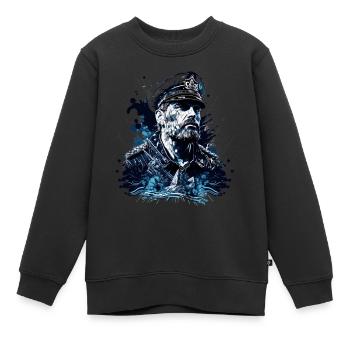 Aventure en haute mer, voilier - Sweat Premium enfant bio - noir - Devant - AI Model Kid Female (0cm)