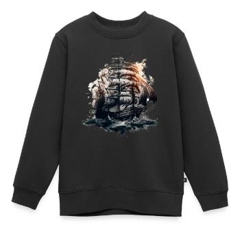 Voilier en haute mer : liberté et aventure - Sweat Premium enfant bio - noir - Devant - AI Model Kid Female (0cm)