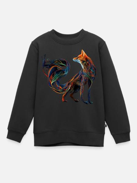 Fuchs Fuchsmotiv Tiere Geschenk Kunst Tiermotiv - Kinder Premium Organic Sweatshirt - Schwarz