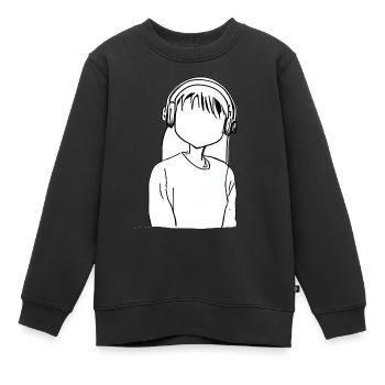 Dessin animé fille casque anime - Sweat Premium enfant bio - noir - Devant - AI Model Kid Female (0cm)