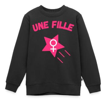 Une fille, Femme, Bébé fille, Cadeau sympa - Sweat Premium enfant bio - noir - Devant - AI Model Kid Female (0cm)