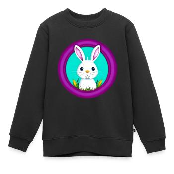 Hase Weiss lila Osterhase - Kinder Premium Organic Sweatshirt - Schwarz - Vorne - AI Model Kid Female (0cm)