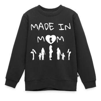 HERGESTELLT IN MOM - Kinder Premium Organic Sweatshirt - Schwarz - Vorne - AI Model Kid Female (0cm)