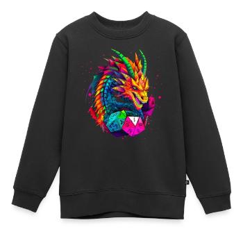 Dragon Die V.3 - Kinder Premium Organic Sweatshirt - Schwarz - Vorne - AI Model Kid Female (0cm)
