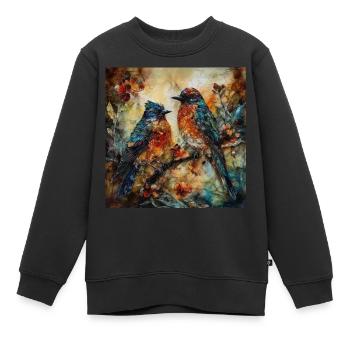Vögel - Kinder Premium Organic Sweatshirt - Schwarz - Vorne - AI Model Kid Female (0cm)