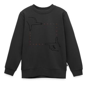 Cadre de signaux manuels – 2 couleurs - Sweat Premium enfant bio - noir - Devant - AI Model Kid Female (0cm)