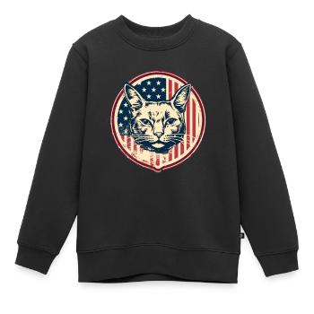 Amerikanische Vintage Katze - Kinder Premium Organic Sweatshirt - Schwarz - Vorne - AI Model Kid Female (0cm)