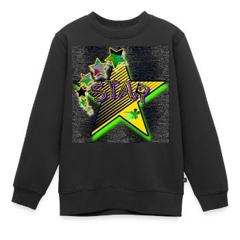 STAR - STERNCHEN - Kinder Premium Organic Sweatshirt - Schwarz - Vorne - AI Model Kid Female (0cm)