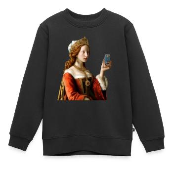 Le selfie de la reine - Sweat Premium enfant bio - noir - Devant - AI Model Kid Female (0cm)