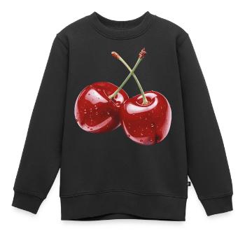 Kirsche - Kinder Premium Organic Sweatshirt - Schwarz - Vorne - AI Model Kid Female (0cm)