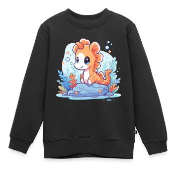 Seepferd Baby - Kinder Premium Organic Sweatshirt - Schwarz - Vorne - AI Model Kid Female (0cm)