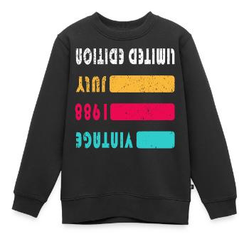 Juillet 1988 Anniversaire Juillet 1988 Juillet - Sweat Premium enfant bio - noir - Devant - AI Model Kid Female (0cm)
