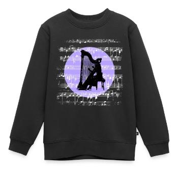 Melodien der Harfe - Kinder Premium Organic Sweatshirt - Schwarz - Vorne - AI Model Kid Female (0cm)