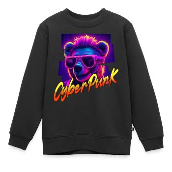 Cyberpunk-Bär - Kinder Premium Organic Sweatshirt - Schwarz - Vorne - AI Model Kid Female (0cm)