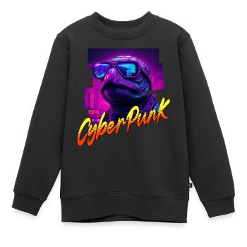Tortue Cyberpunk - Sweat Premium enfant bio - noir - Devant - AI Model Kid Female (0cm)