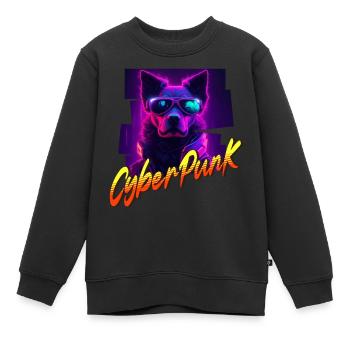 Cyberpunk-Hund - Kinder Premium Organic Sweatshirt - Schwarz - Vorne - AI Model Kid Female (0cm)