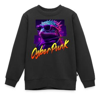 Cyberpunk-Eidechse - Kinder Premium Organic Sweatshirt - Schwarz - Vorne - AI Model Kid Female (0cm)