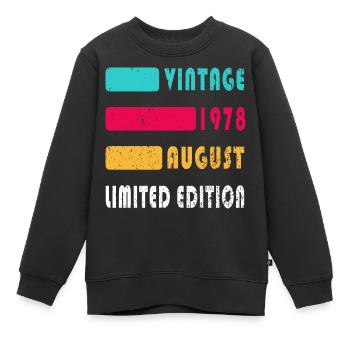 Août 1978 Anniversaire Août 1978 Août - Sweat Premium enfant bio - noir - Devant - AI Model Kid Female (0cm)