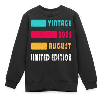 Août 2005 Anniversaire Août 2005 Août - Sweat Premium enfant bio - noir - Devant - AI Model Kid Female (0cm)