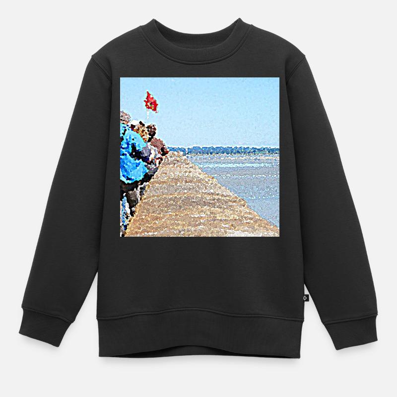 Besucher mit Blick auf den Ozean - Kinder Premium Organic Sweatshirt - Schwarz