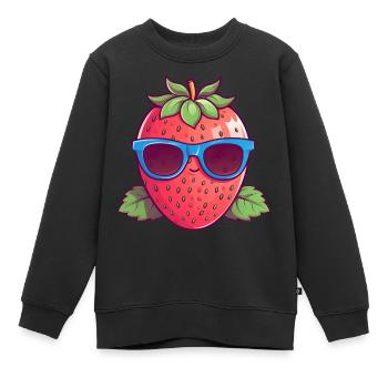 Coole Kawaii-Erdbeere: Fruchtiger Trendsetter - Kinder Premium Organic Sweatshirt - Schwarz - Vorne - AI Model Kid Female (0cm)