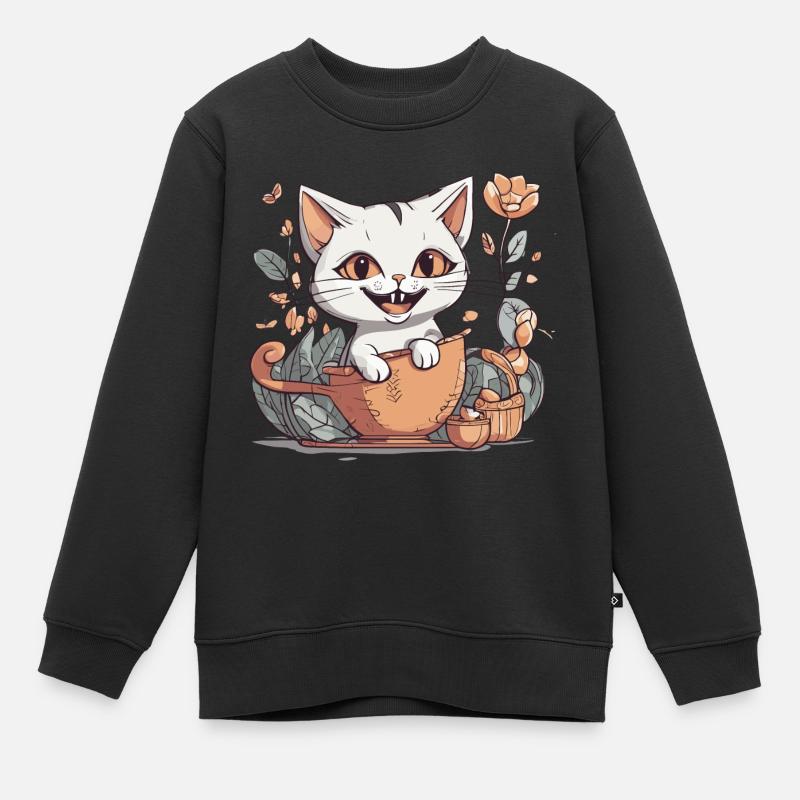 Chat dans un pot - Sweat Premium enfant bio - noir