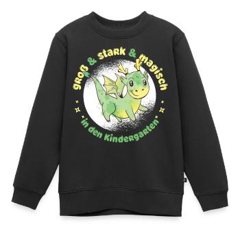 Drache - erster Tag im Kindergarten - Kinder Premium Organic Sweatshirt - Schwarz - Vorne - AI Model Kid Female (0cm)