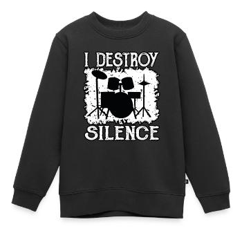 Schlagzeuger zerstört Stille - Kinder Premium Organic Sweatshirt - Schwarz - Vorne - AI Model Kid Female (0cm)