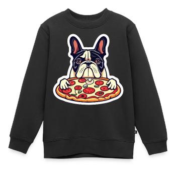 Pizza - Kinder Premium Organic Sweatshirt - Schwarz - Vorne - AI Model Kid Female (0cm)