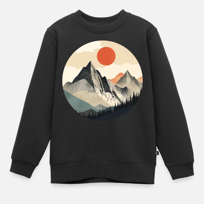 Berge und Sonne - Kinder Premium Organic Sweatshirt - Schwarz