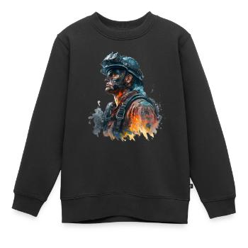 Feuerwehrmann im Einsatz - Kinder Premium Organic Sweatshirt - Schwarz - Vorne - AI Model Kid Female (0cm)