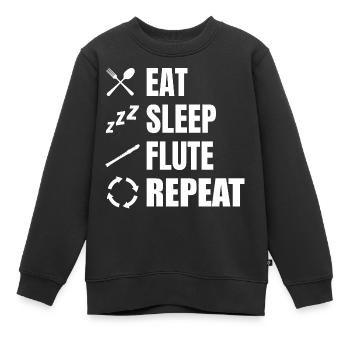 Eat Sleep Flute Repeat - Kinder Premium Organic Sweatshirt - Schwarz - Vorne - AI Model Kid Female (0cm)