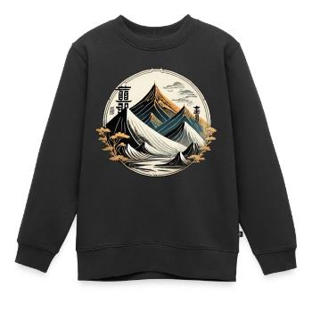 Landschaft im chinesischen Stil, traditionelle Zeichnung, Tusche - Kinder Premium Organic Sweatshirt - Schwarz - Vorne - AI Model Kid Female (0cm)