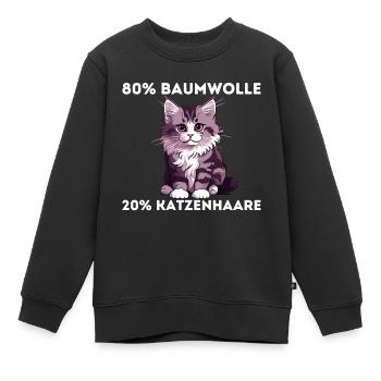 80 Prozent Baumwolle 20 Prozent Katzenhaare - Kinder Premium Organic Sweatshirt - Schwarz - Vorne - AI Model Kid Female (0cm)