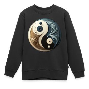 yin yang abstrait - symbole chinois - équilibre - Sweat Premium enfant bio - noir - Devant - AI Model Kid Female (0cm)