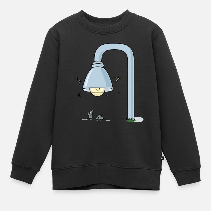 Deux petites souris se rencontrent sous une lanterne - Sweat Premium enfant bio - noir
