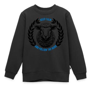Les moutons restent calmes et suivent le troupeau - Sweat Premium enfant bio - noir - Devant - AI Model Kid Female (0cm)