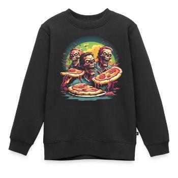 Pizza bis ich sterbe - Kinder Premium Organic Sweatshirt - Schwarz - Vorne - AI Model Kid Female (0cm)