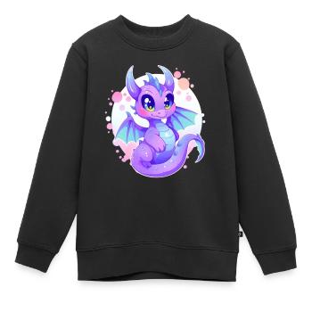 Drache - Kinder Premium Organic Sweatshirt - Schwarz - Vorne - AI Model Kid Female (0cm)