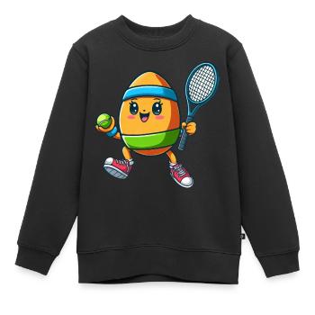 Osterei-Tennis, Tennisspieler Osterfest - Kinder Premium Organic Sweatshirt - Schwarz - Vorne - AI Model Kid Female (0cm)