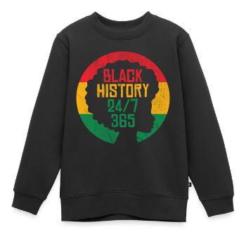Schwarze Geschichte 24/7 365 - Kinder Premium Organic Sweatshirt - Schwarz - Vorne - AI Model Kid Female (0cm)