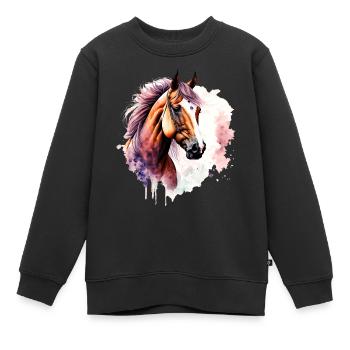 Gallop in Style: Majestic Horse Head Sculpture - Kinder Premium Organic Sweatshirt - Schwarz - Vorne - AI Model Kid Female (0cm)