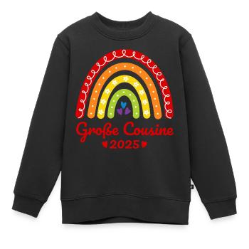 Boho Regenbogen Große Cousine 2025 - Kinder Premium Organic Sweatshirt - Schwarz - Vorne - AI Model Kid Female (0cm)
