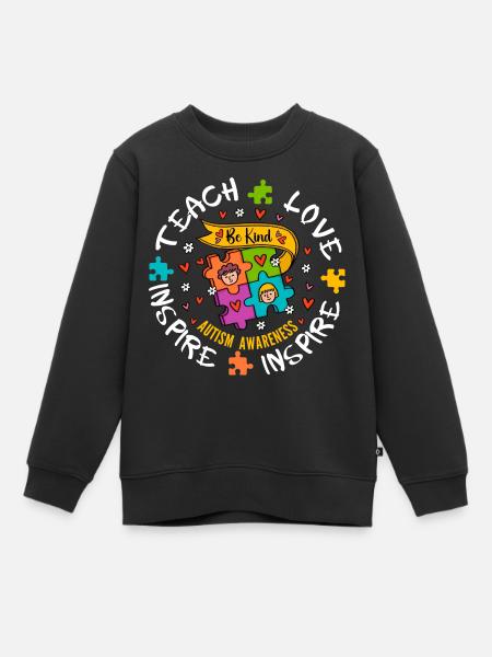 Autism Awareness Teacher Teach Hope Love Inspire - Premium børne sweatshirt økologisk - sort