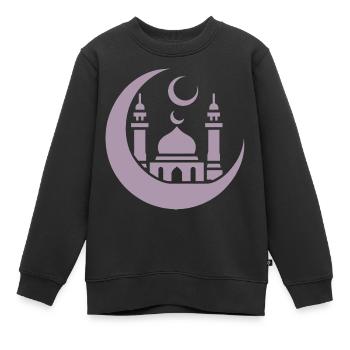 Moschee Silhouette mit Halbmond: Islamische Kunst - Kinder Premium Organic Sweatshirt - Schwarz - Vorne - AI Model Kid Female (0cm)